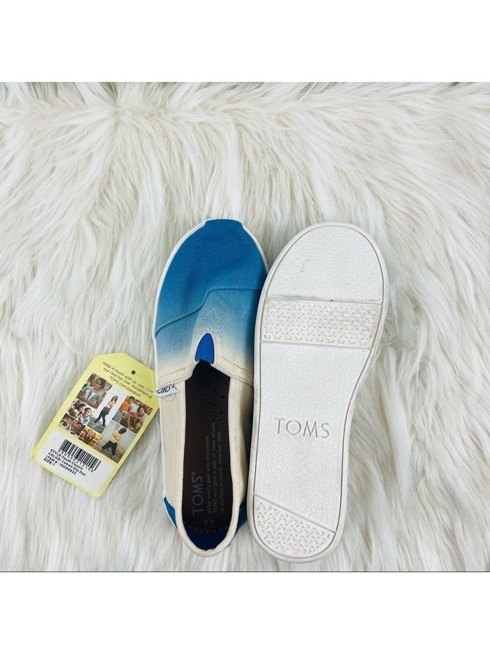 Youth Toms Classic Cobolt Dip Dye Slip On Shoes Size 1 US! - Picture 7 of 10